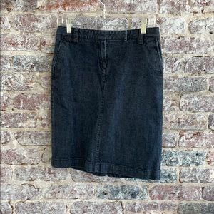 Talbots Navy Stretch Denim Zip Front Skirt